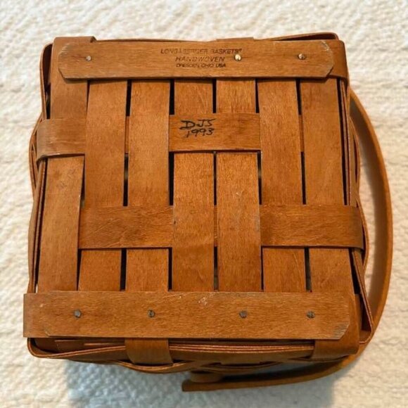 Vintage Handwoven Longaberger 1993 Double Handle Square Basket Signed - Picture 2 of 5